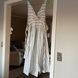 Free People linen and cotton dress with ties at the shoulder